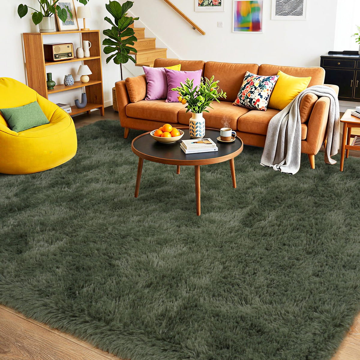 Pionblank 8x10 Rug for Living Room, Fluffy Large Area Rug, Cream White