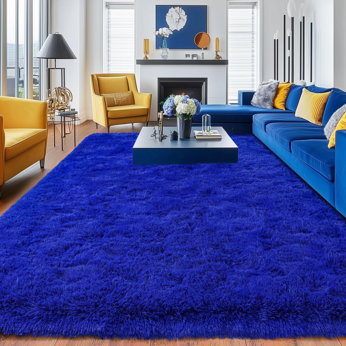 8x10 Area Rugs for Living Room, Ultra Soft Large Shag Black Bedroom Rug Upgrade Non-Slip Plush Modern Fluffy Carpet for Kids Boys Girls Room Home Decor Aesthetic