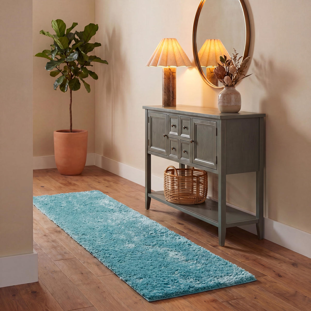 SAFAVIEH Polar Shag Collection Area Rug - 4' Round, Light Beige, Solid Glam Design, Non-Shedding & Easy Care, 3-inch Thick Ideal for High Traffic Areas in Living Room, Bedroom (PSG800A)