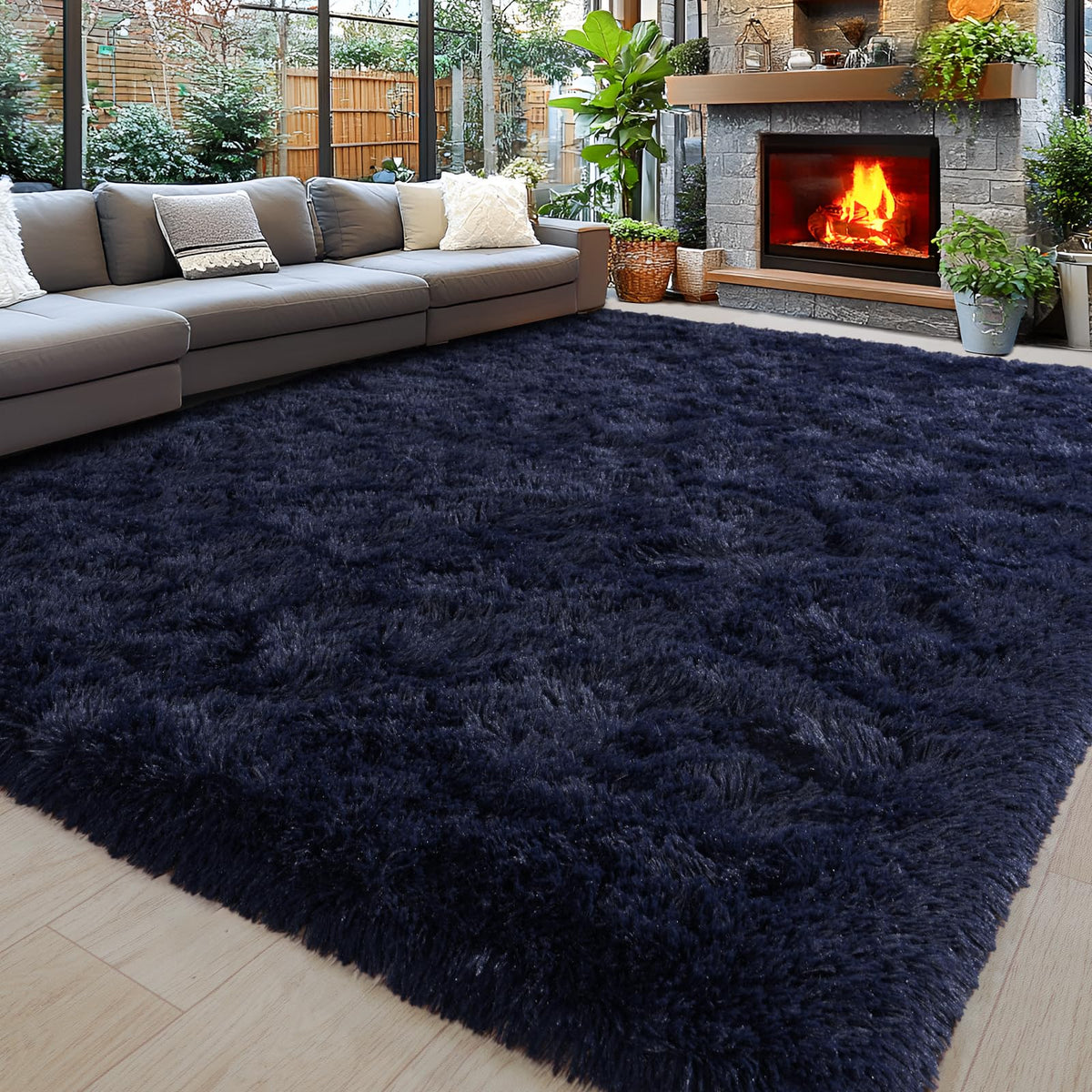 8x10 Area Rugs for Living Room, Cream White Soft Fuzzy Large Shaggy Rug
