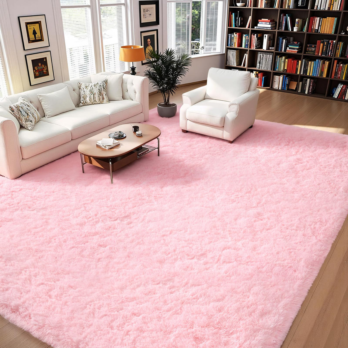 Orange 8x10 Area Rugs for Living Room Bedroom, Soft Plush Fluffy Large Rug