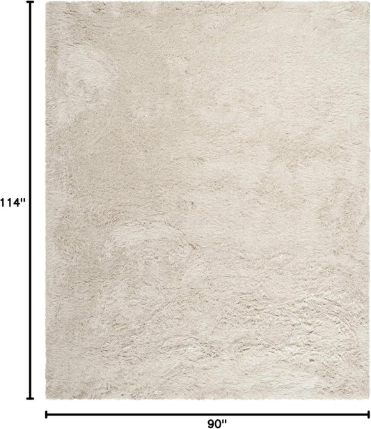 SAFAVIEH Venice Shag Collection Area Rug - 7'6" x 9'6", Pearl, Handmade Glam, 3-inch Thick Ideal for High Traffic Areas in Living Room, Bedroom (SG256P)