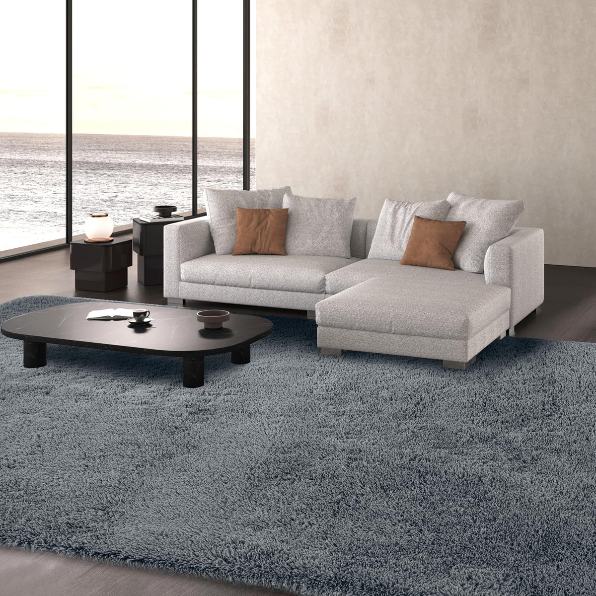 Grey Shag Rug for Living Room 6x9 - Soft Fluffy Plush Area Carpet