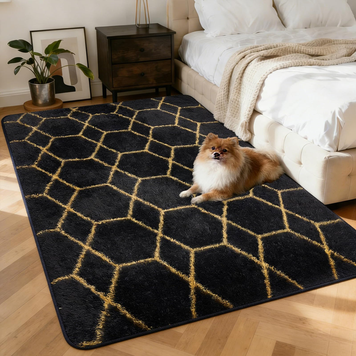 8x10 FT Soft Rug for Living Room, Geometric Shag Soft Area Rug, Classic Rug Anti-Skid High Pile Fluffy Carpet for Kids Room Nursery, Dorm Home Decor