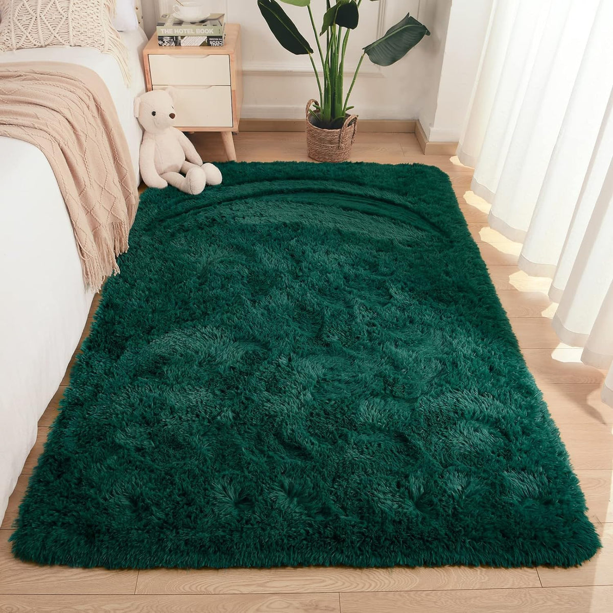Merelax Soft Modern Indoor Large Shaggy Rug for Livingroom Bedroom Dorm Kids Room Home Decor, Non-Slip Plush Fluffy Furry Fur Area Rugs Comfy Nursery Accent Floor Carpet 9x12 Feet, Black