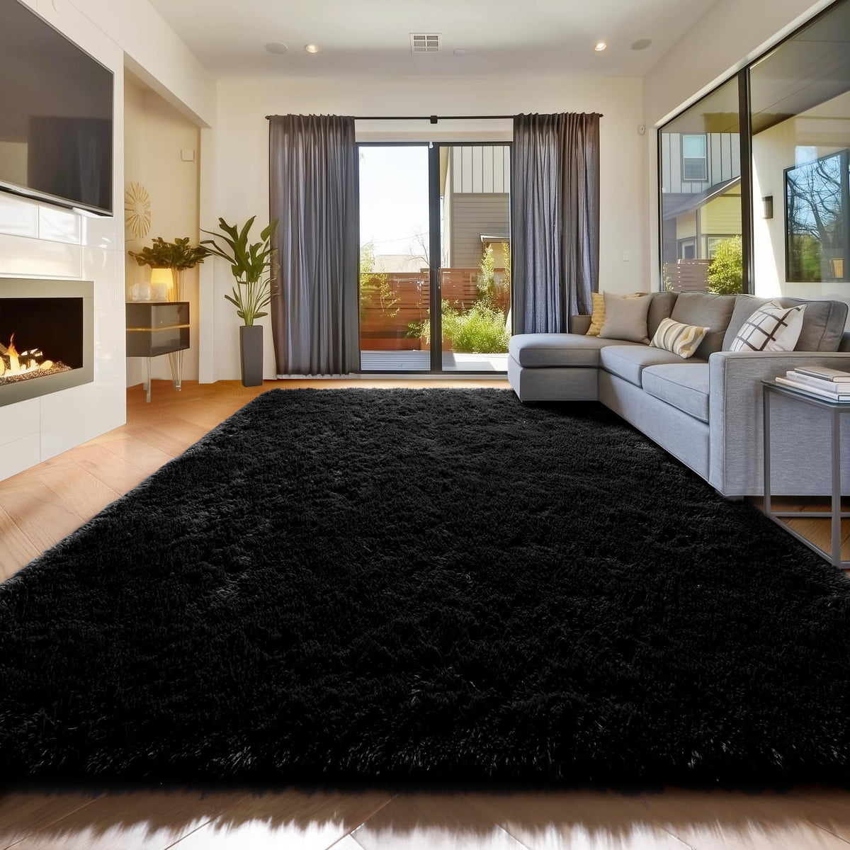 Amdrebio Burnt Orange Shag Plush Large Area Rug 6x9 for Living Room Bedroom