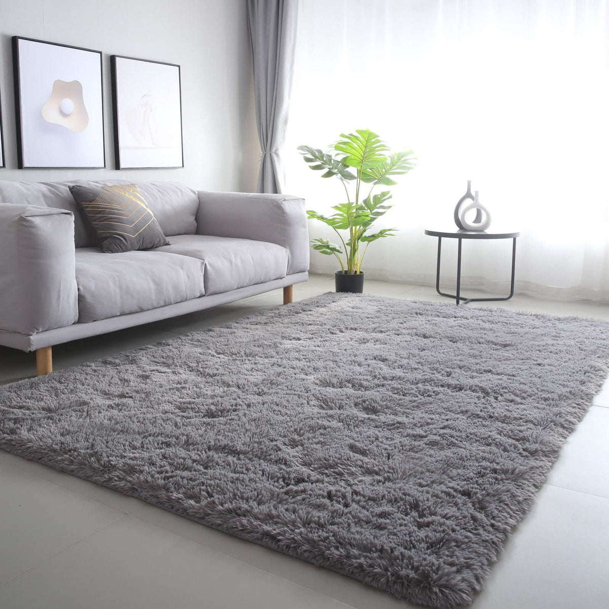 CAIYUECS White Fluffy Bedroom Rug 5x7 – Ultra Soft Shag Dorm Decor