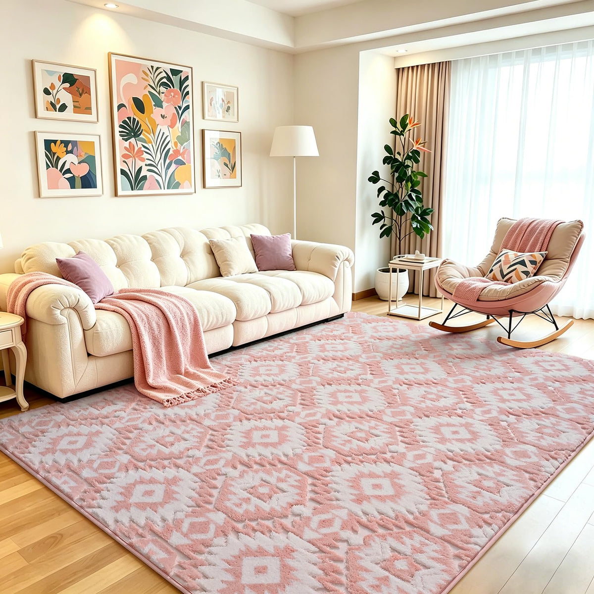 5x7 Black Fluffy Shag Area Rug for Living Room Bedroom
