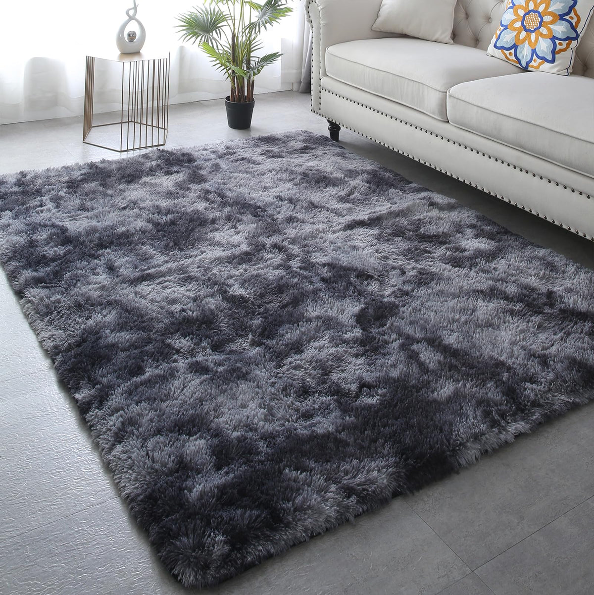 CAIYUECS White Fluffy Bedroom Rug 5x7 – Ultra Soft Shag Dorm Decor