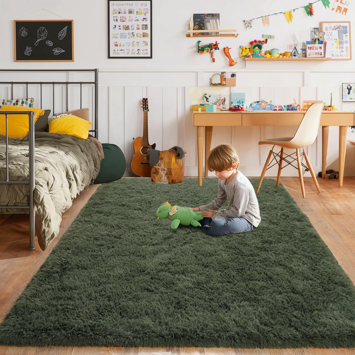 Pionblank 8x10 Rug for Living Room, Fluffy Large Area Rug, Cream White