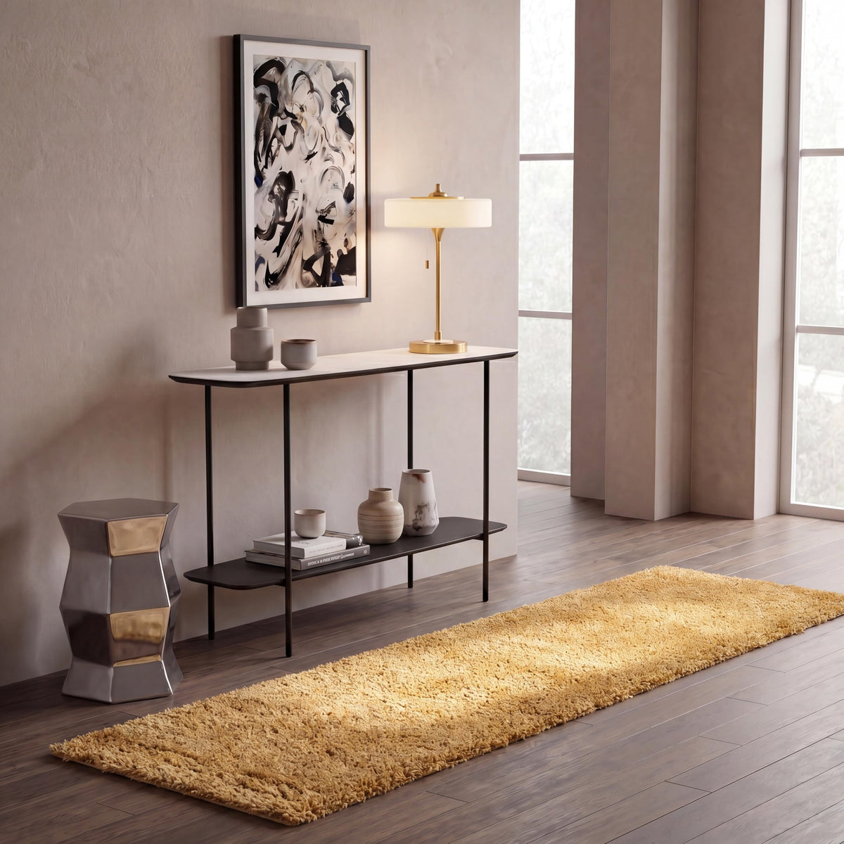 SAFAVIEH Hudson Shag Round Rug 4', Plush Gold SGH220D