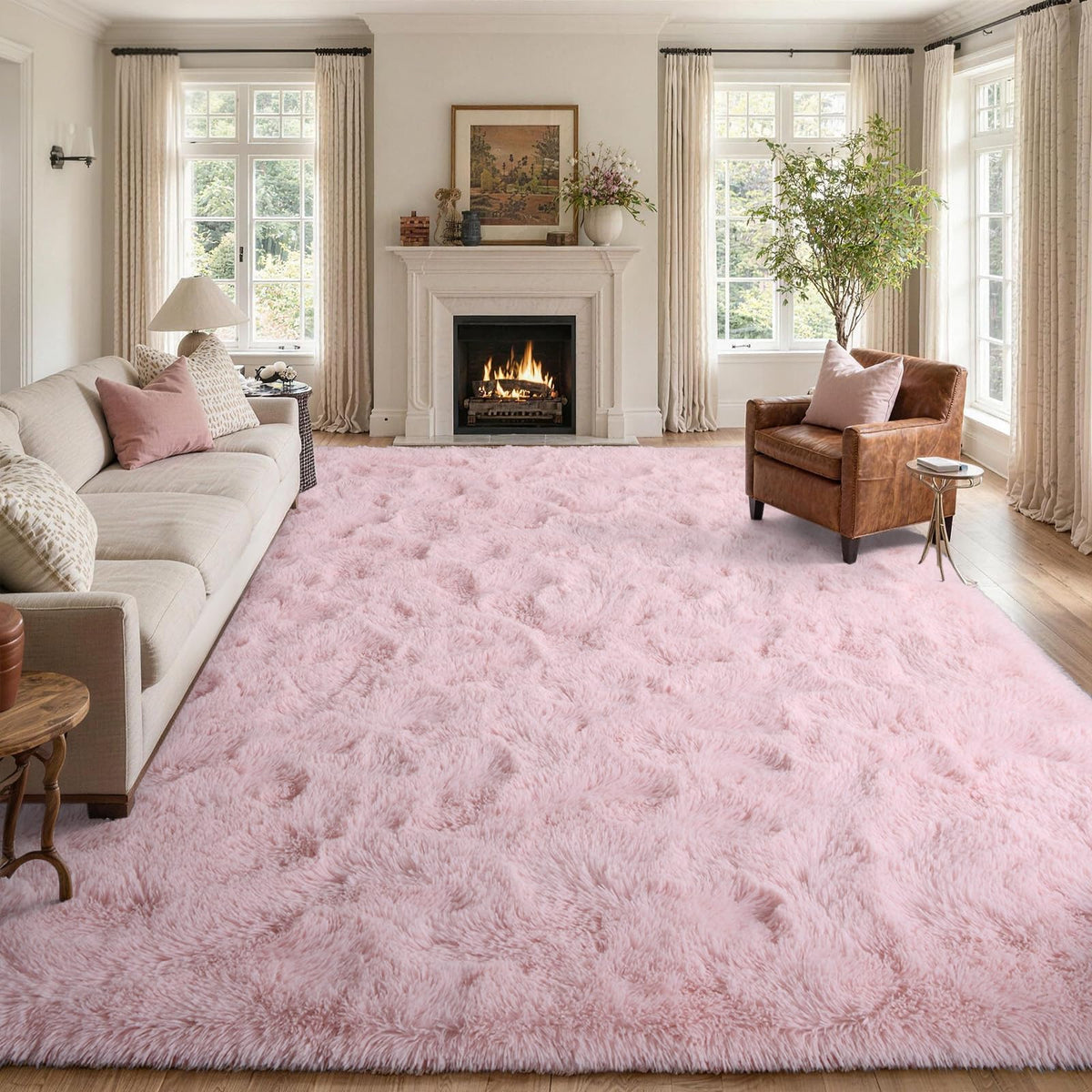 8x10 Area Rugs for Living Room Fluffy Carpet(Black)