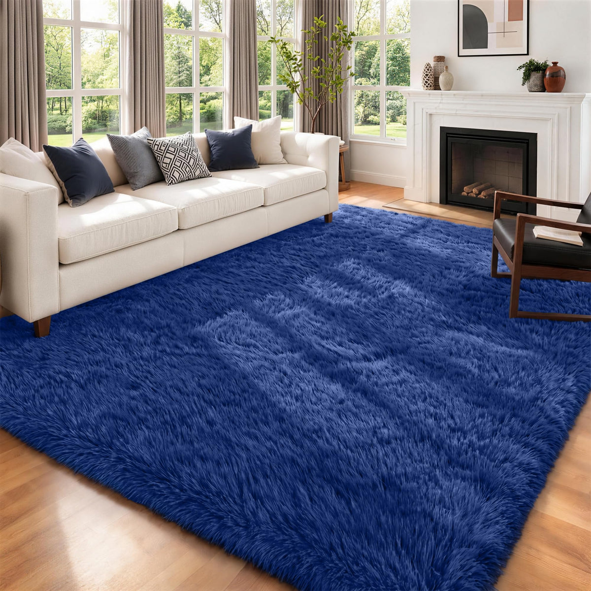 8x10 Area Rugs for Living Room Bedroom,Ultra Soft Fluffy Shag Rug Grey