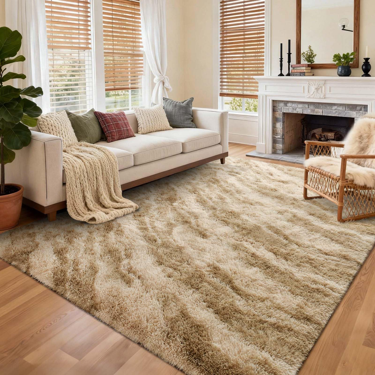 8x10 Ft Extra Large Shag Rugs for Living Room, Tie Dyed Ultra Soft Fluffy Furry Area Rugs for Bedroom Indoor Floor, Aesthetic Carpet for Kids Home Decor (Dark Grey)