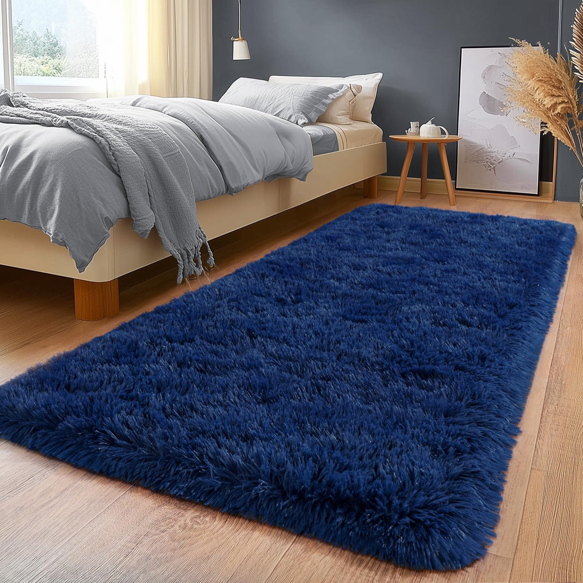 Large Living Room Area Rug 9x12Ft Shaggy Carpet Fuzzy Carpet Tie Dye Camel