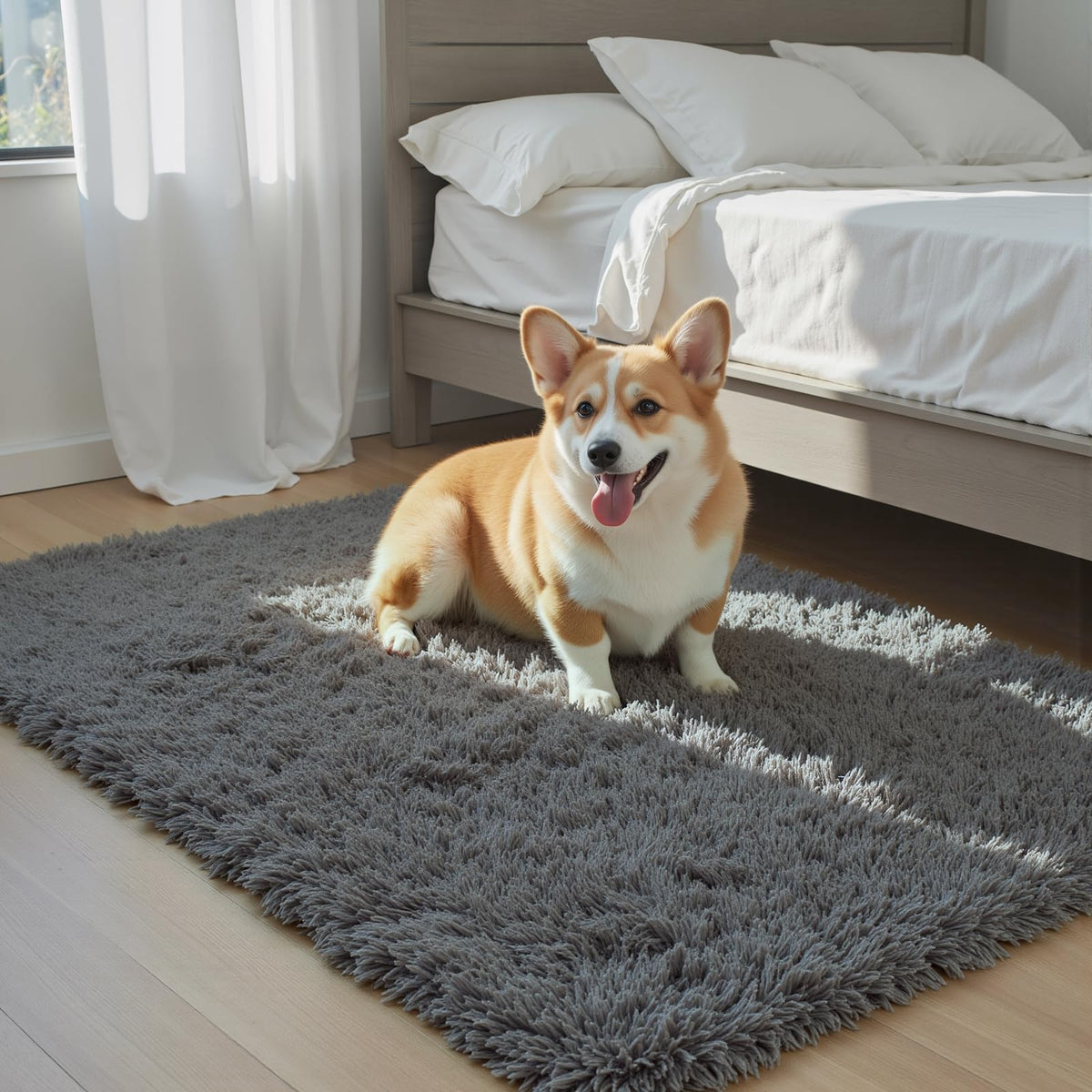 8x10 Area Rugs for Living Room,Cream Large Shaggy Carpet Plush Furry Rug