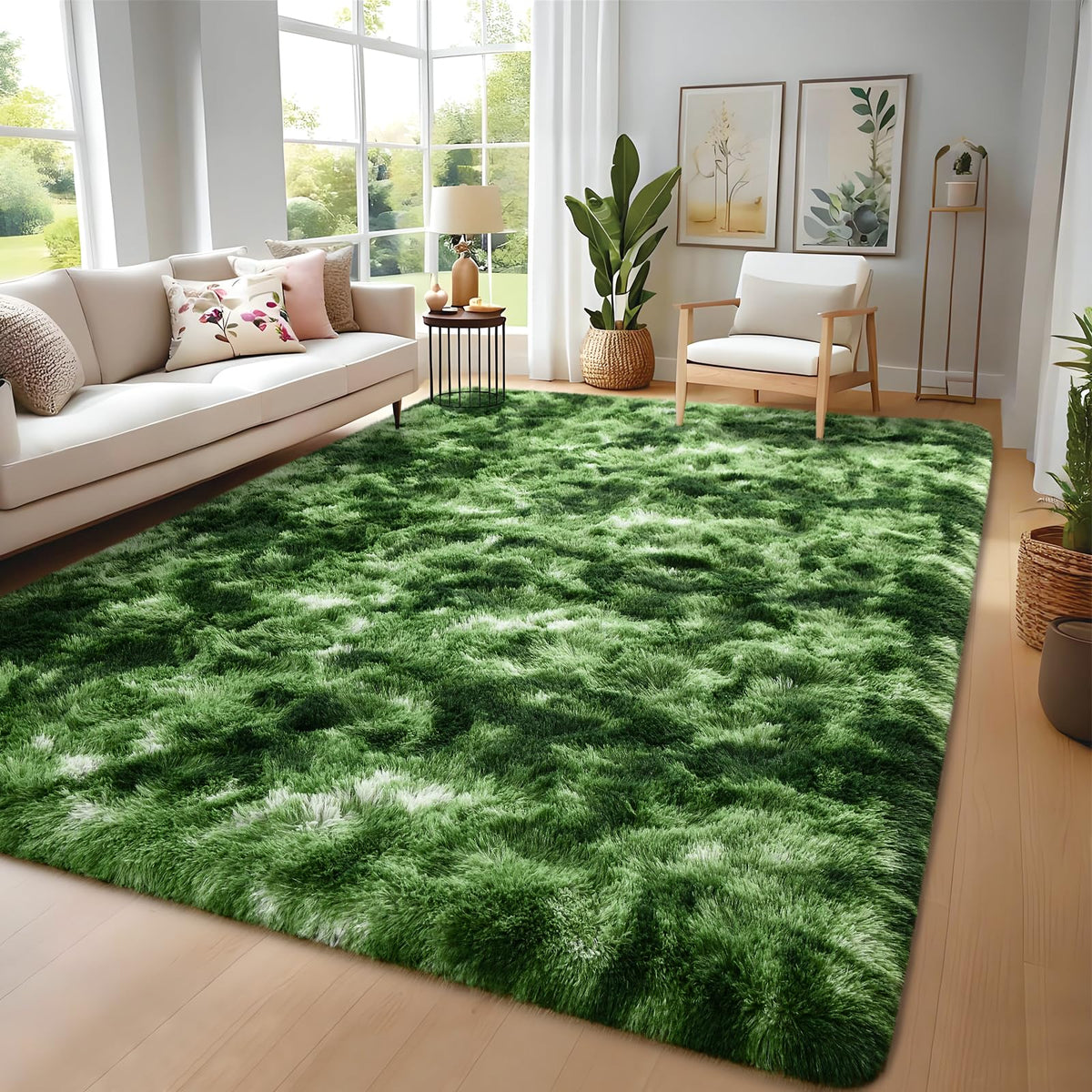 Nuttumico Burgundy Fluffy Shag Area Rug for Living Room Bedroom, 6x9 Feet Ultra Soft Indoor Modern Plush Fuzzy Rug, Thickened Carpet for Kids Playroom, High Pile, Non Slipping