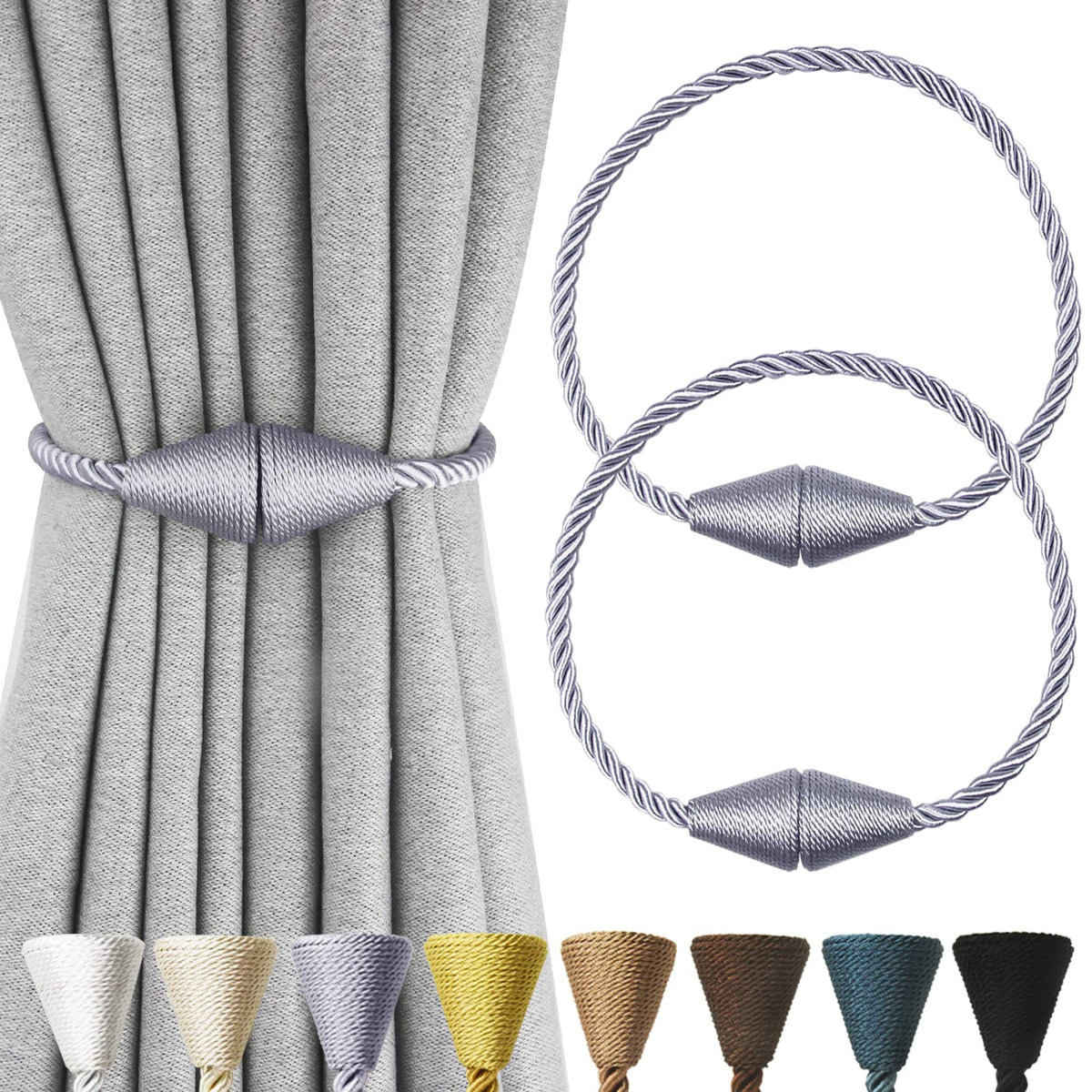 Magnetic Curtain Tiebacks Rope Decorative Holdbacks for Drapes Nieffeiy