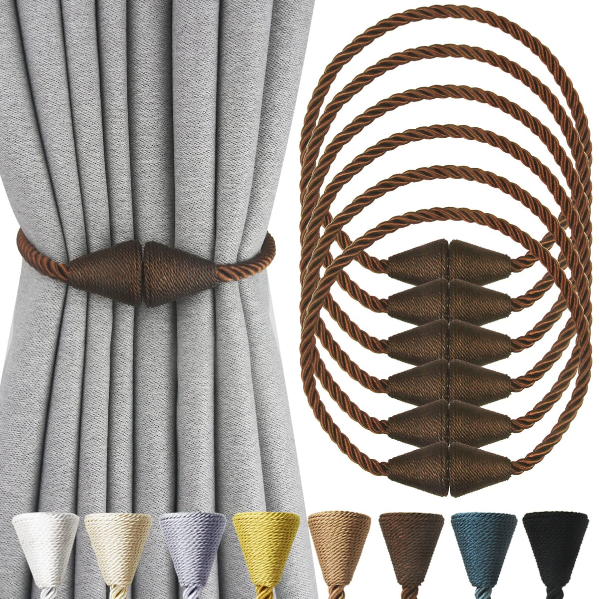 Magnetic Curtain Tiebacks Rope Decorative Holdbacks for Drapes Nieffeiy