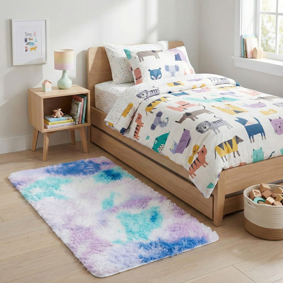 SAFAVIEH Rainbow Shag Collection Area Rug - 8' x 10', Light Beige, Slip Resistant, Non-Shedding & Easy Care, 1.6-inch Thick, Ideal for Living Room, Bedroom, Home Office, Dining Space (RBO100A-8)