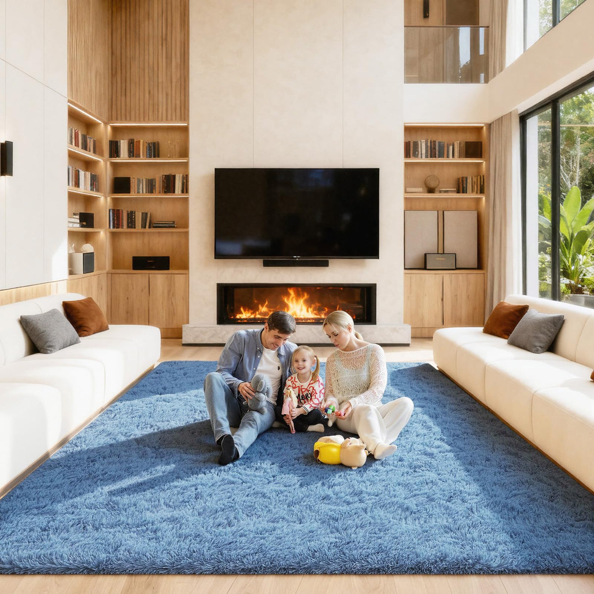5x7 Large Fluffy Area Rugs for Living Room Bedroom, Light Tan