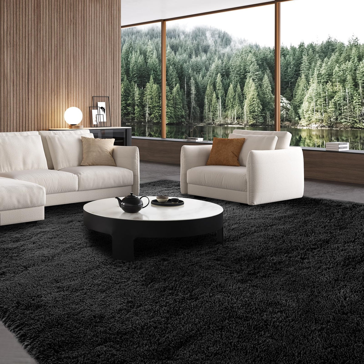 CAIYUECS White Fluffy Bedroom Rug 5x7 – Ultra Soft Shag Dorm Decor
