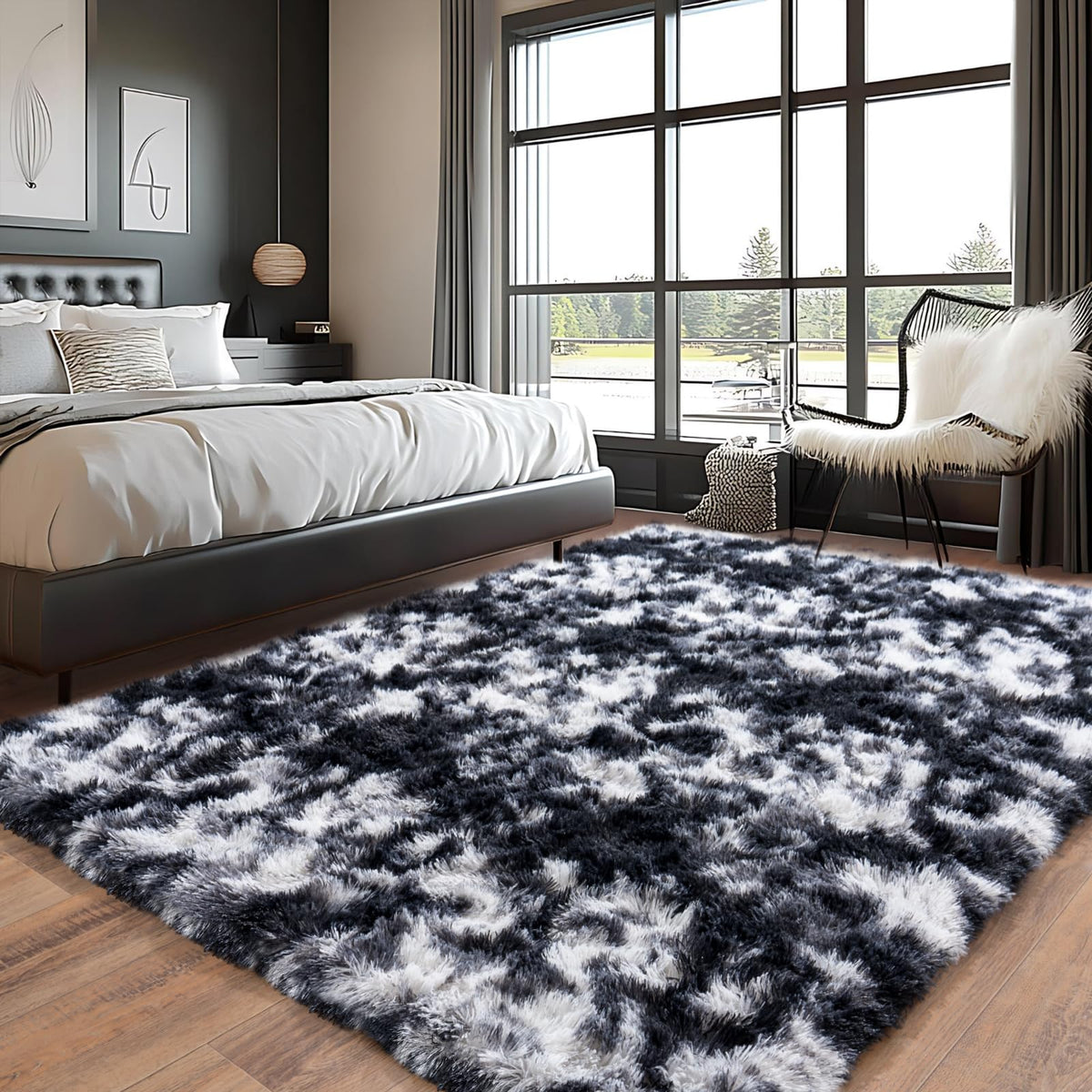 Pionblank 8x10 Rug for Living Room, Fluffy Large Area Rug, Cream White