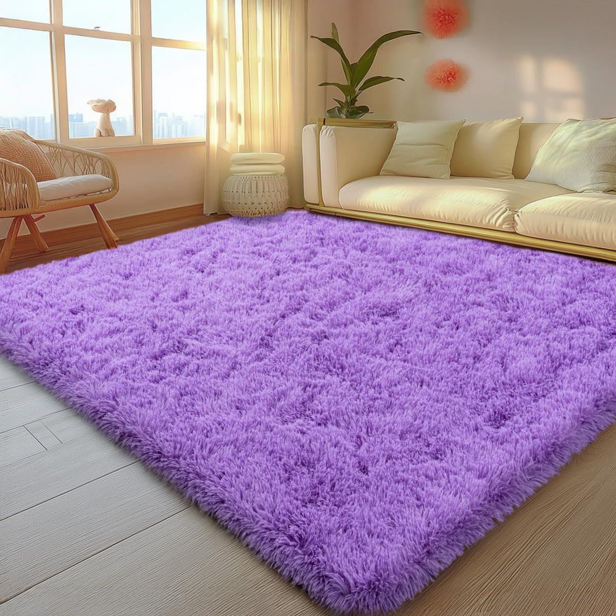Mugorn 8x10 Area Rugs for Living Room, Large Fluffy Cream White Rugs