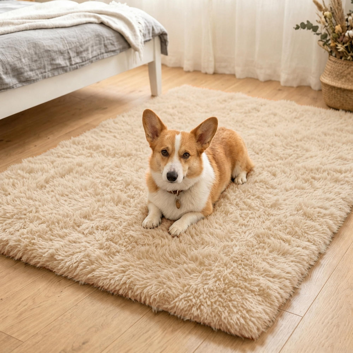 8x10 Area Rugs for Living Room, Large Fluffy Soft Shag Rug, Non-Slip Thick Fuzzy Plush Rug, Non-Shedding High Pile Furry Floor Indoor Carpet for Kids Room Nursery Dorm Home Decor(Beige)