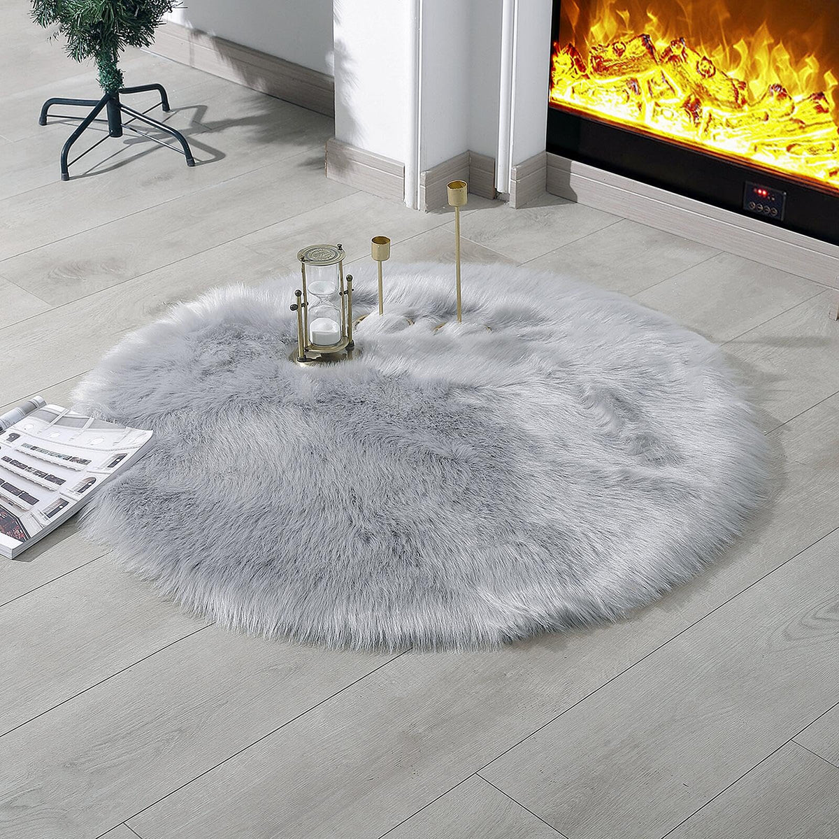 linmopm Faux Fur Sheepskin Fluffy Shag Fuzzy Rug, White, 2x6 ft Runner