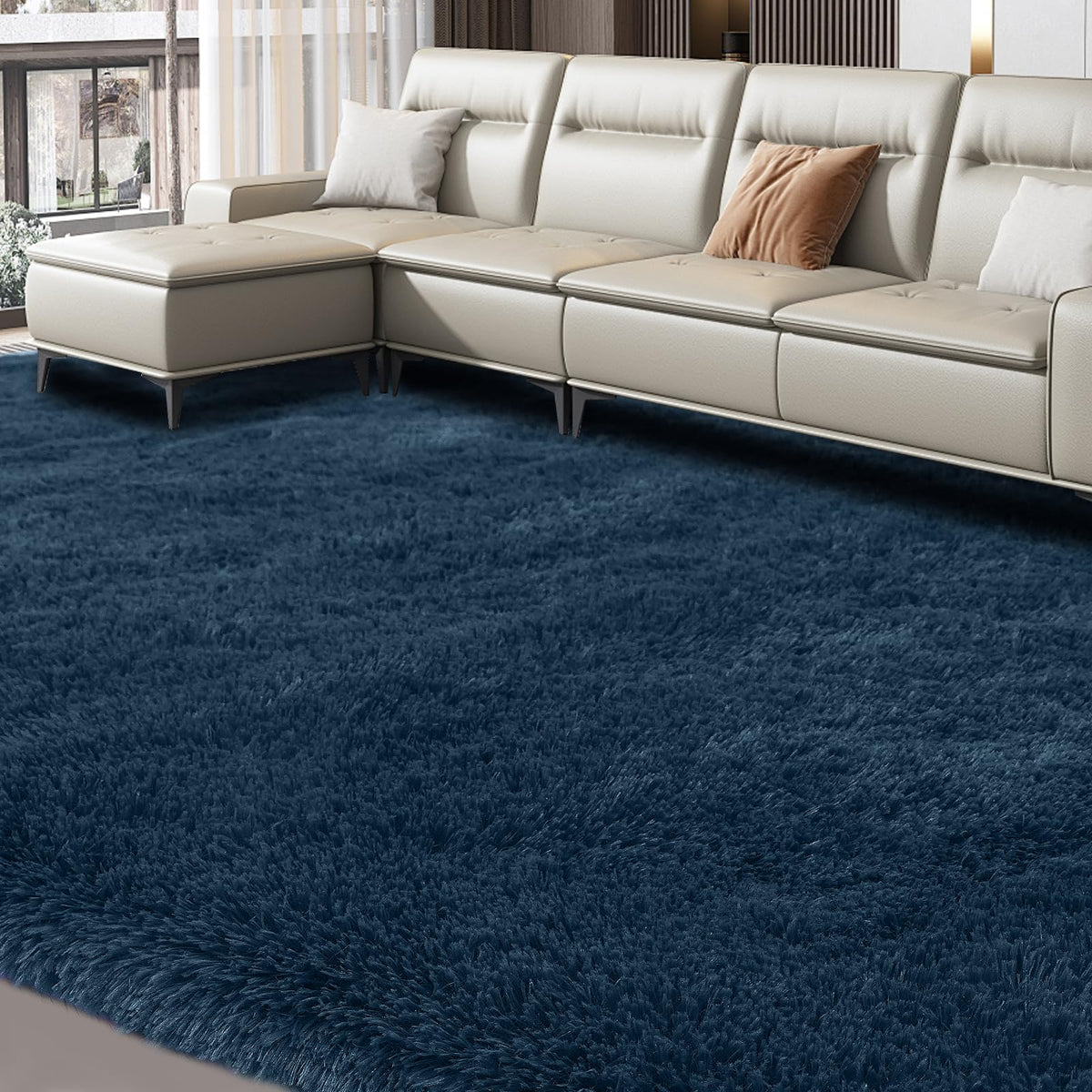 CAIYUECS White Fluffy Bedroom Rug 5x7 – Ultra Soft Shag Dorm Decor