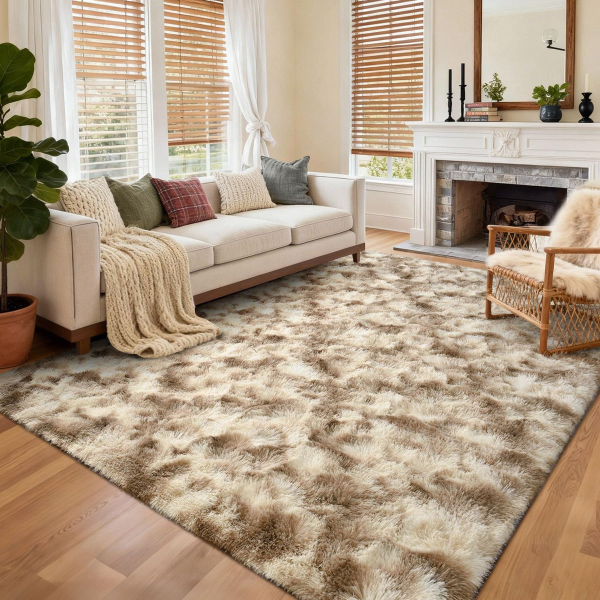 8x10 Ft Extra Large Shag Rugs for Living Room, Tie Dyed Ultra Soft Fluffy Furry Area Rugs for Bedroom Indoor Floor, Aesthetic Carpet for Kids Home Decor (Dark Grey)