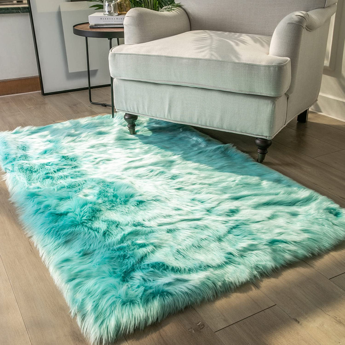 Ashler Faux Fur Rug, White, 2 x 6 Ft, Machine Washable