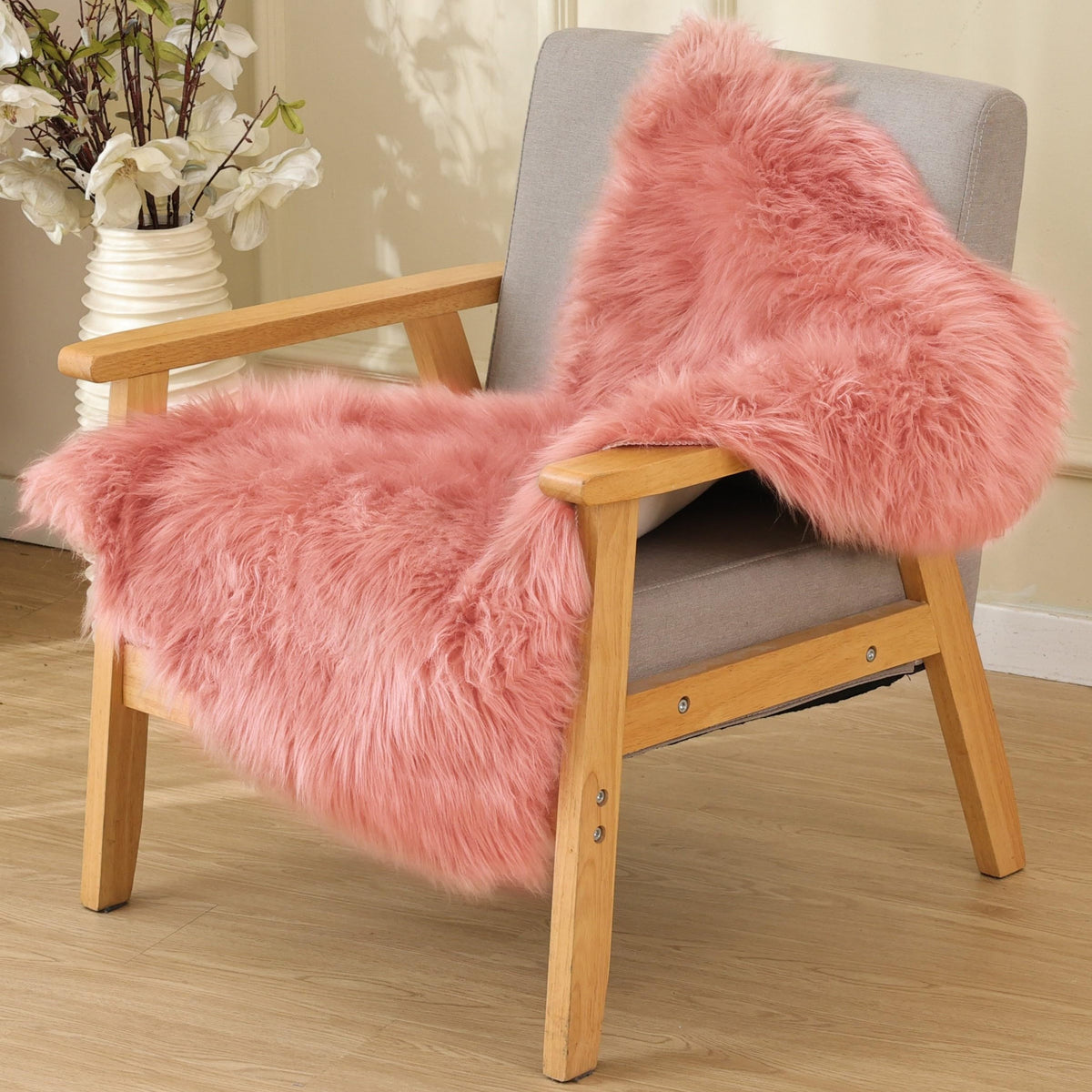 ORINOVA Beige Shag Faux Sheepskin Washable 4X6 Fur Rug for Living Room Bedroom Fluffy Furry Area Rug Rectangle Nursery Decor Rug