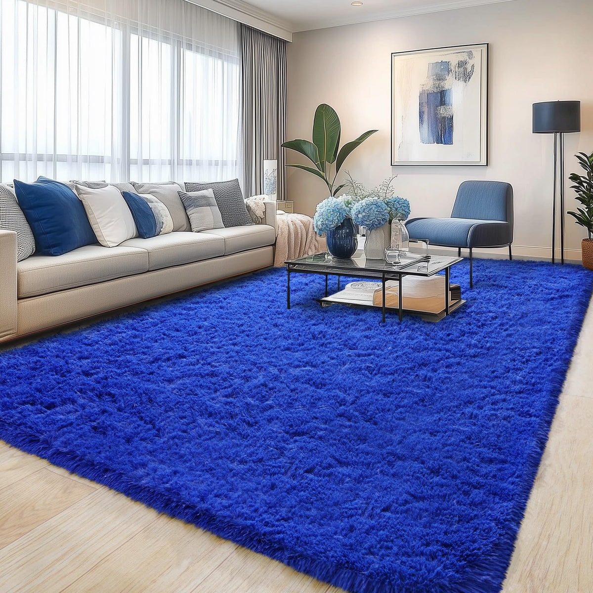 Pionblank 8x10 Rug for Living Room, Fluffy Large Area Rug, Cream White
