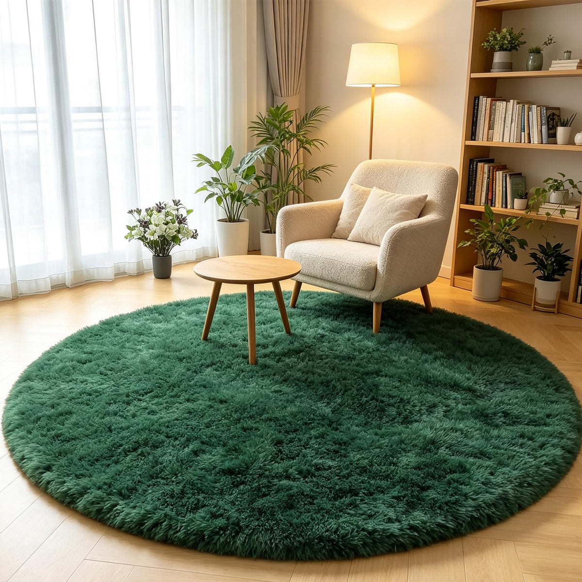 Area Rugs for Living Room Bedroom, 5x8 Fluffy Tie-Dyed Light Grey Shag Rug