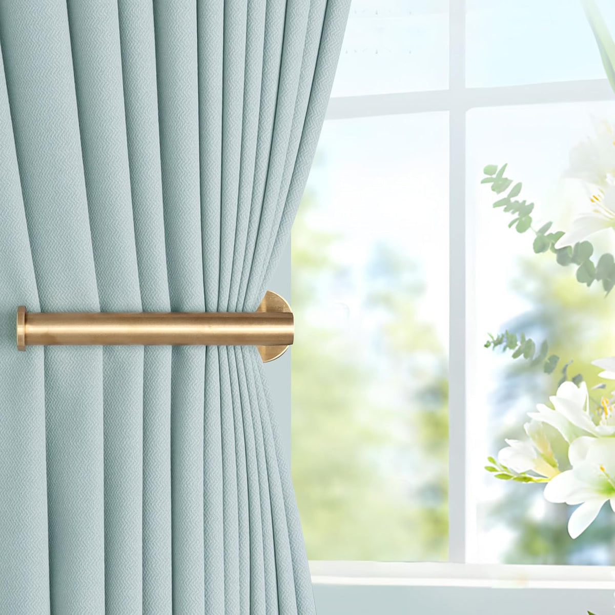 Groleca 2 Pack Adhesive Curtain Holdbacks Curtain Tie Backs, Gold