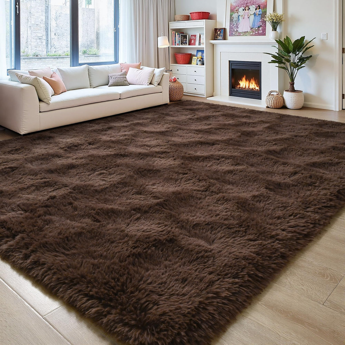 5x7 Plush Burgundy Red Area Rug