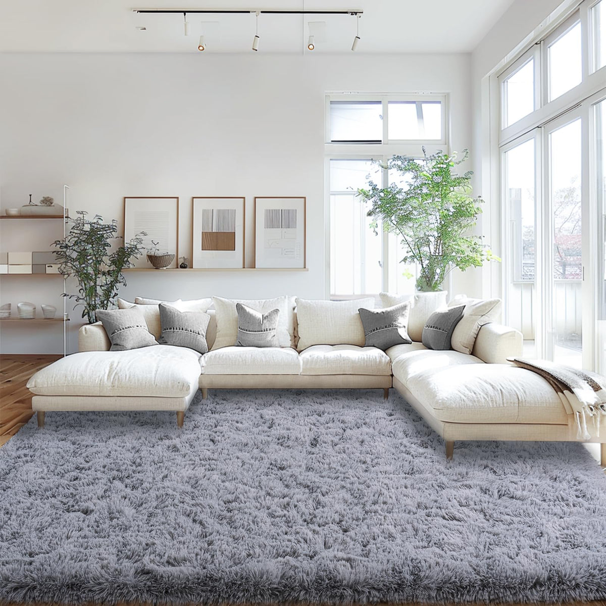 Mugorn 8x10 Area Rugs for Living Room, Large Fluffy Cream White Rugs