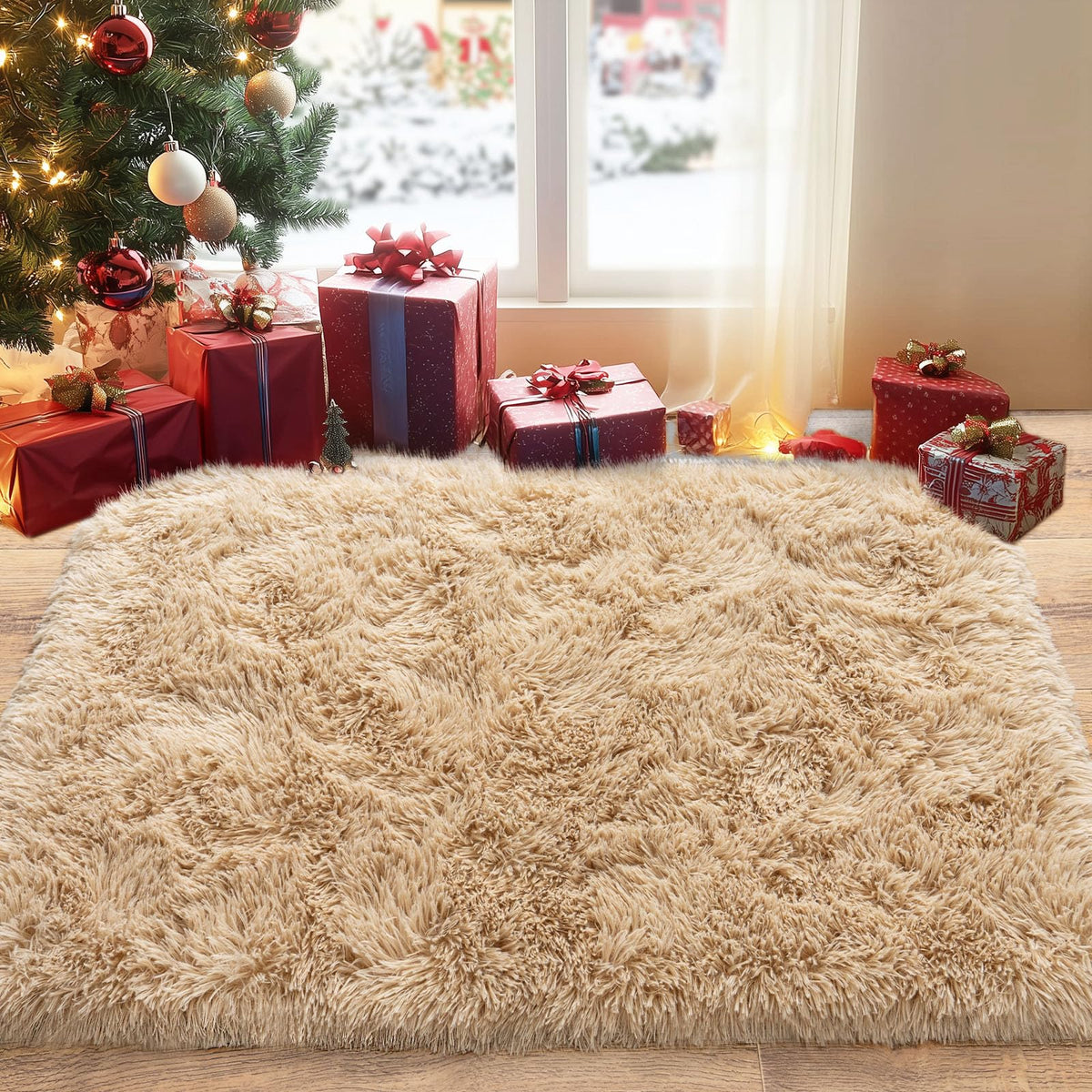 Pionblank 8x10 Rug for Living Room, Fluffy Large Area Rug, Cream White