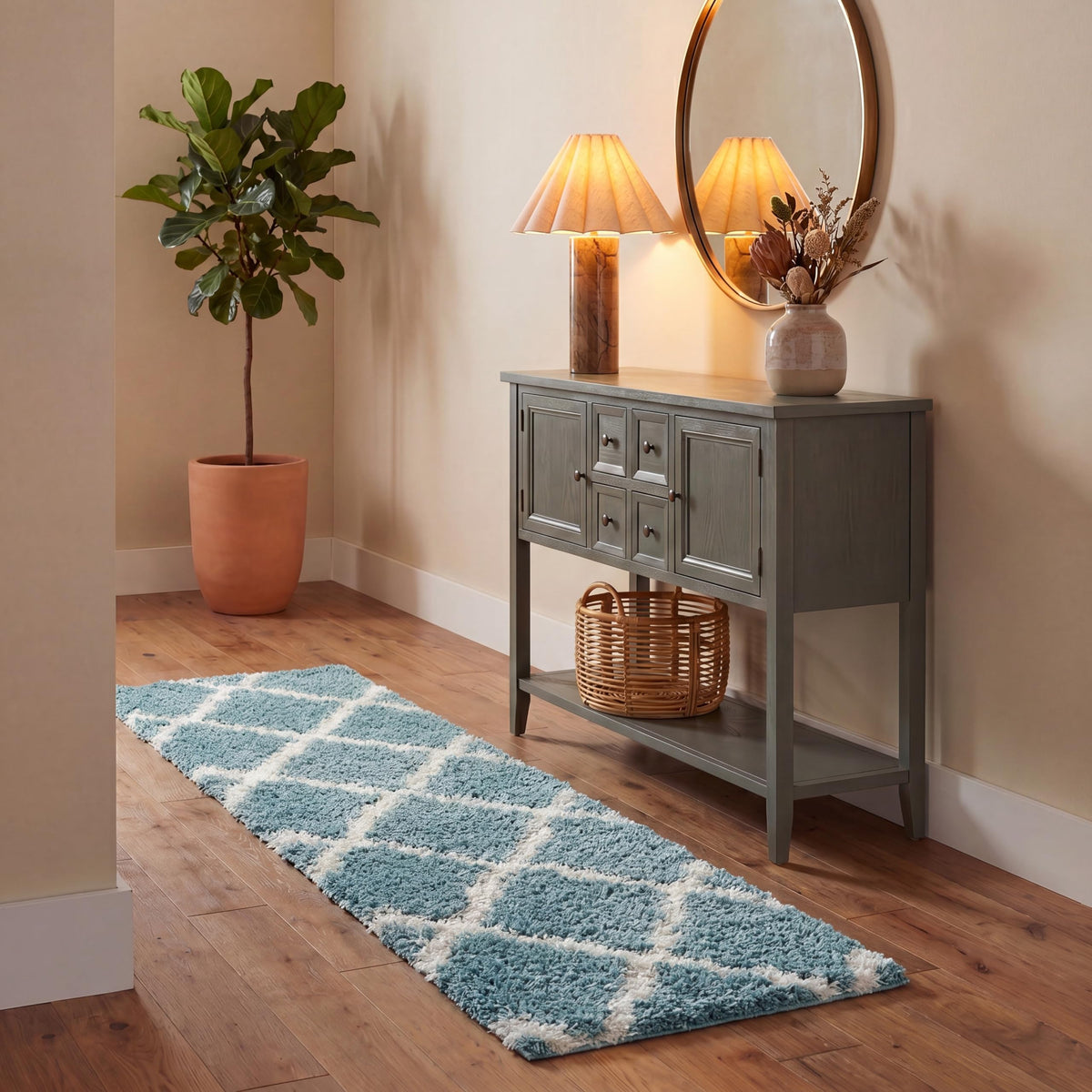 SAFAVIEH Dallas Shag Collection 8' x 10' Beige/Ivory SGD257D Trellis Non-Shedding Living Room Bedroom Dining Room Entryway Plush 1.5-inch Thick Area Rug