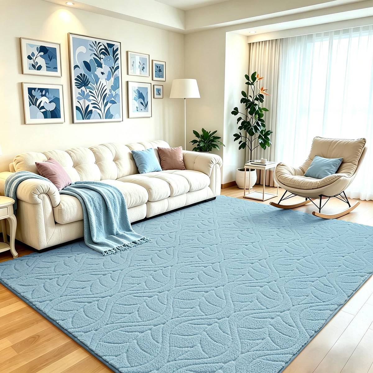 5x7 Black Fluffy Shag Area Rug for Living Room Bedroom
