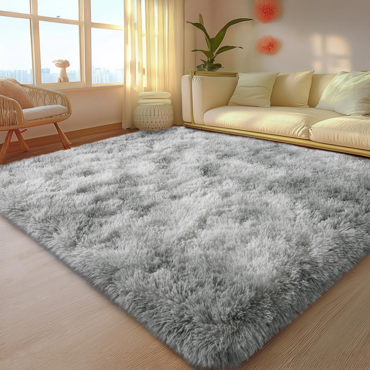 Mugorn 8x10 Area Rugs for Living Room, Large Fluffy Cream White Rugs