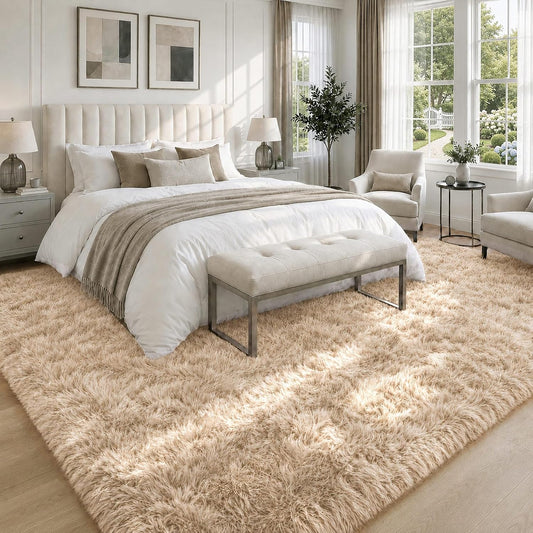 8x10 Area Rugs for Living Room: Soft Camel Fluffy Rug Shag Washable Rug Plush Fuzzy Indoor Carpet for Bedroom Nursery Playroom Girls Boys Kids Room (Camel, 8'x10')