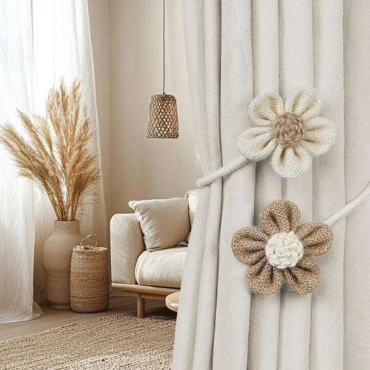 KLOGTSIND Flower Curtain Tiebacks, Decorative Curtain Holdbacks No Drill