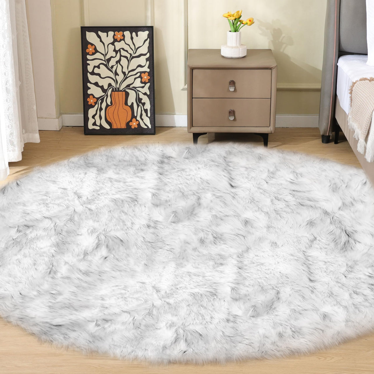 ORINOVA Beige Shag Faux Sheepskin Washable 4X6 Fur Rug for Living Room Bedroom Fluffy Furry Area Rug Rectangle Nursery Decor Rug