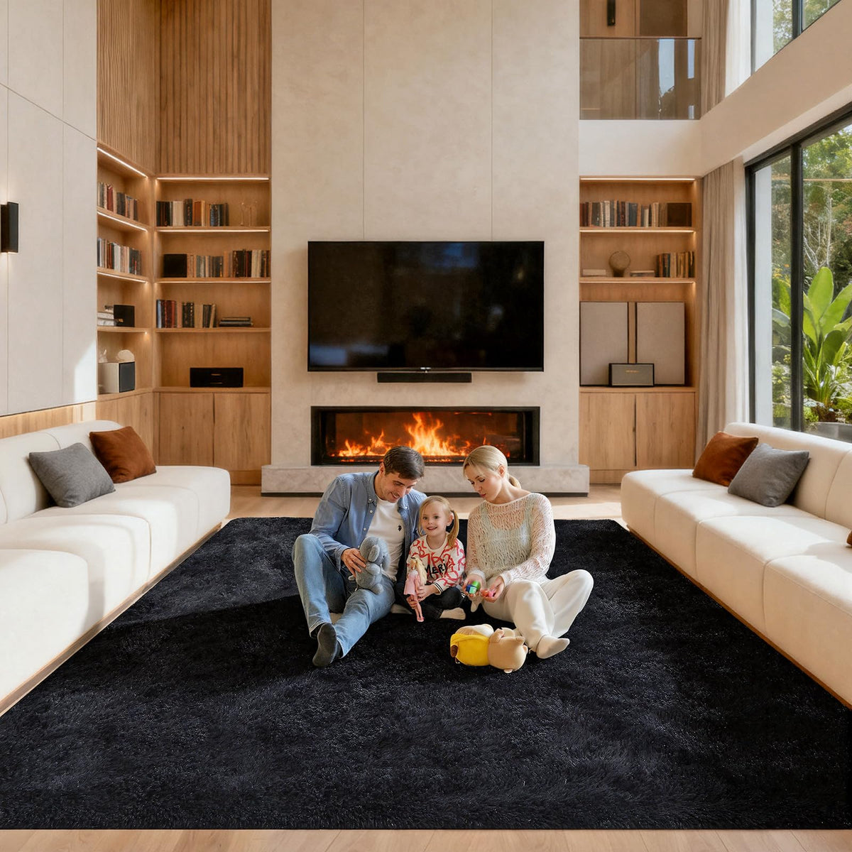 5x7 Large Fluffy Area Rugs for Living Room Bedroom, Light Tan