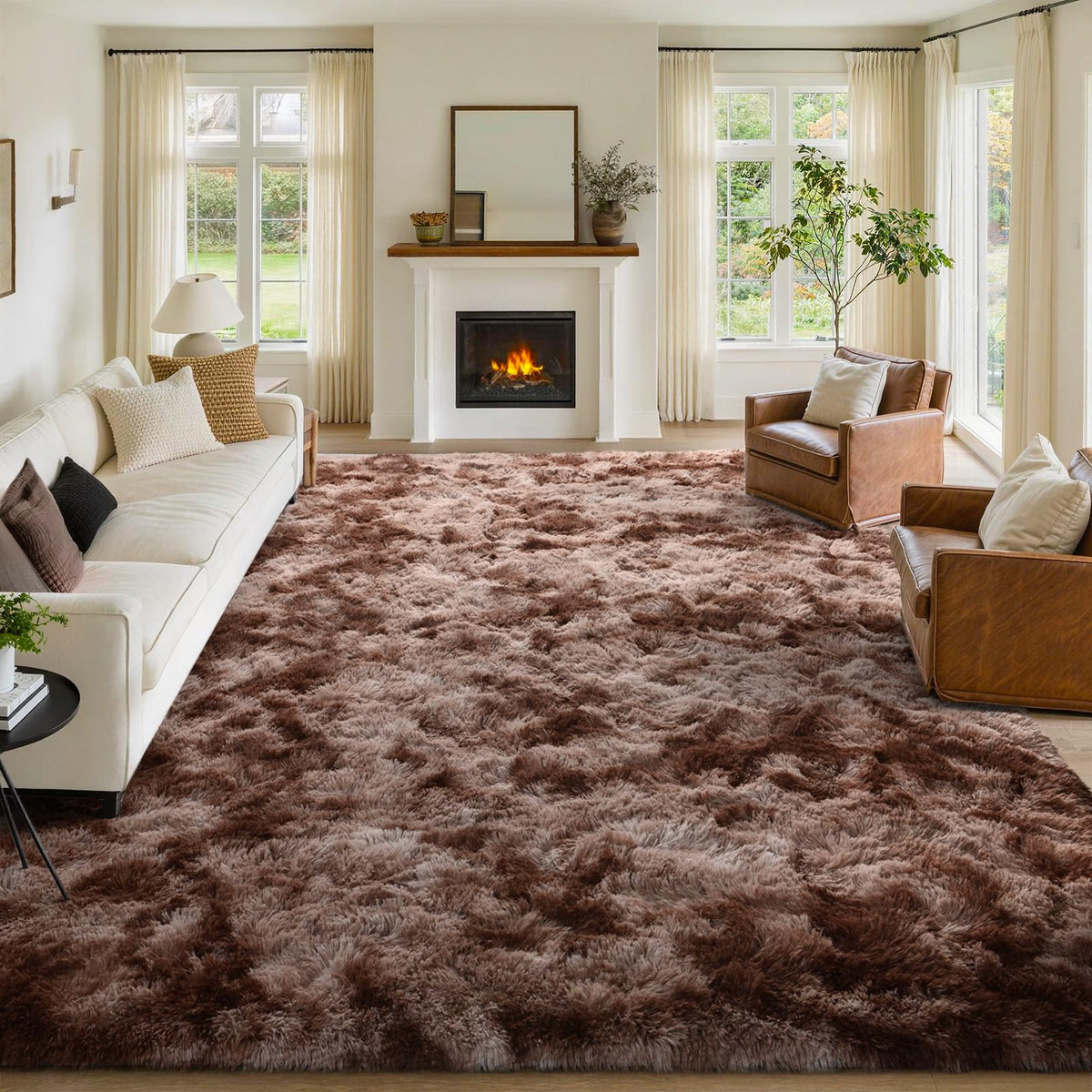 8x10 Area Rugs for Living Room Fluffy Carpet(Black)