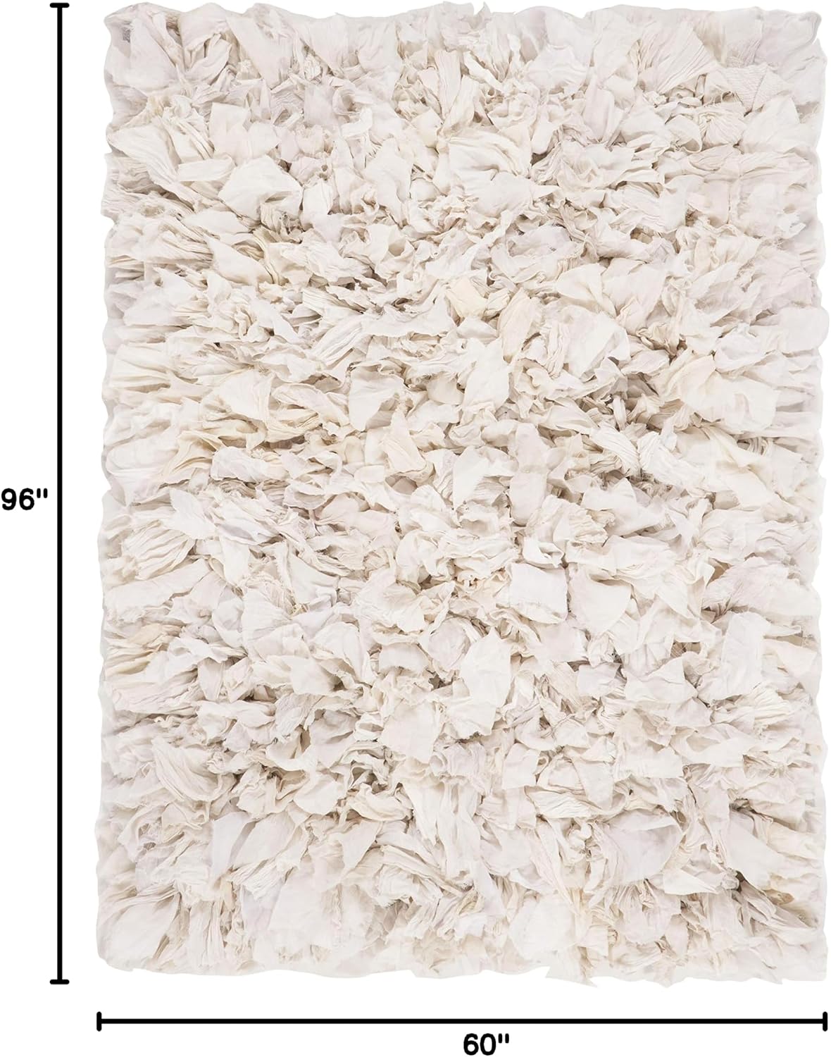 SAFAVIEH Rio Shag Collection Area Rug - 5' x 8', Creme, Handmade Decorative, 3.5-inch Thick Ideal for High Traffic Areas in Living Room, Bedroom (SG951W)