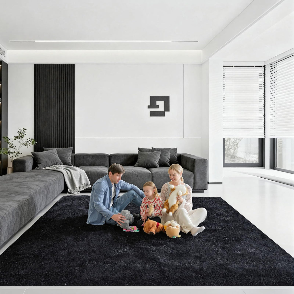 5x7 Large Fluffy Area Rugs for Living Room Bedroom, Light Tan